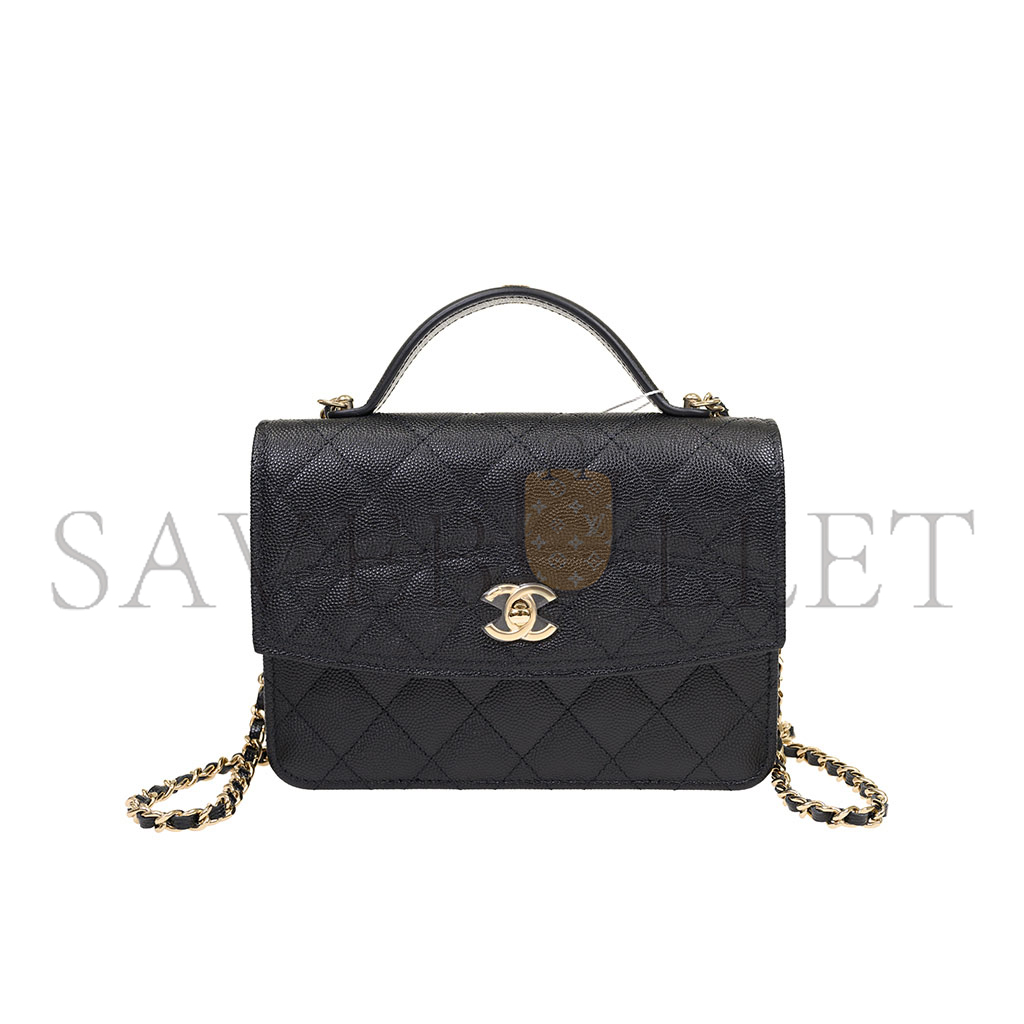 CHANEL MASTER HANDHELD MESSENGER BACKPACK BLACK GOLD BUCKLE AP4406 (18*14*3cm)